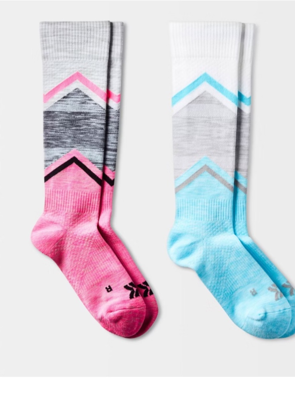 all in motion Chevron Athletic knee high compression Socks - Pink & Light Blue